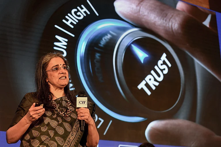 In this April 2, 2024 file photo, Chairperson of the Securities and Exchange Board of India (SEBI) Madhabi Puri Buch speaks during CII's 17th Corporate Governance Summit, in Mumbai - PTI